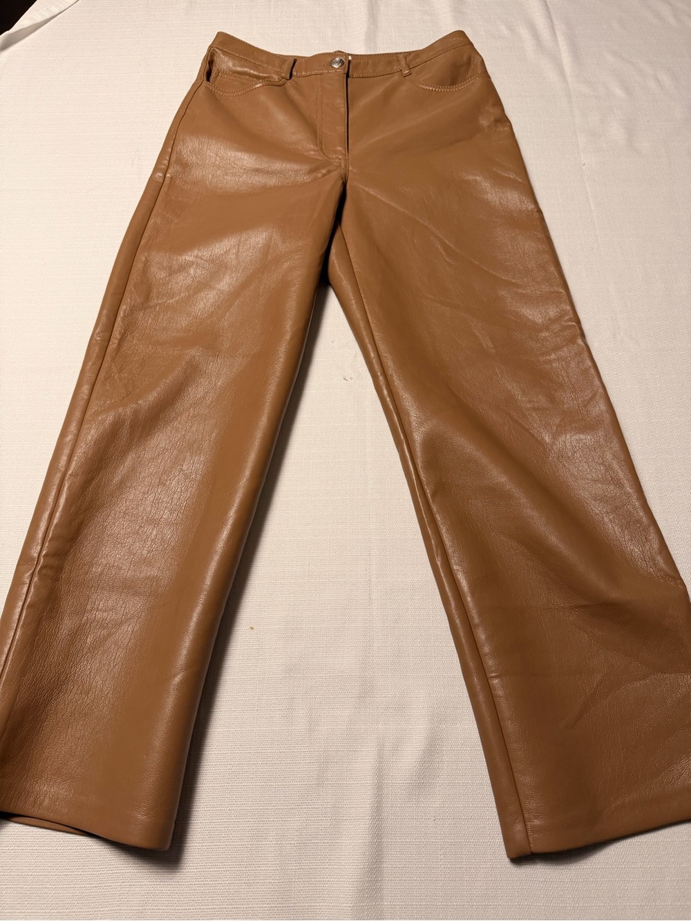 Wilfred Camel Wide-Leg Faux Leather Pants - Picture 2 of 10